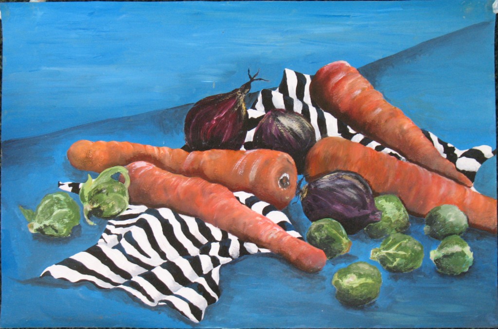 Vegetables with blue background