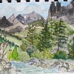 Watercolour sketch Italian mountains